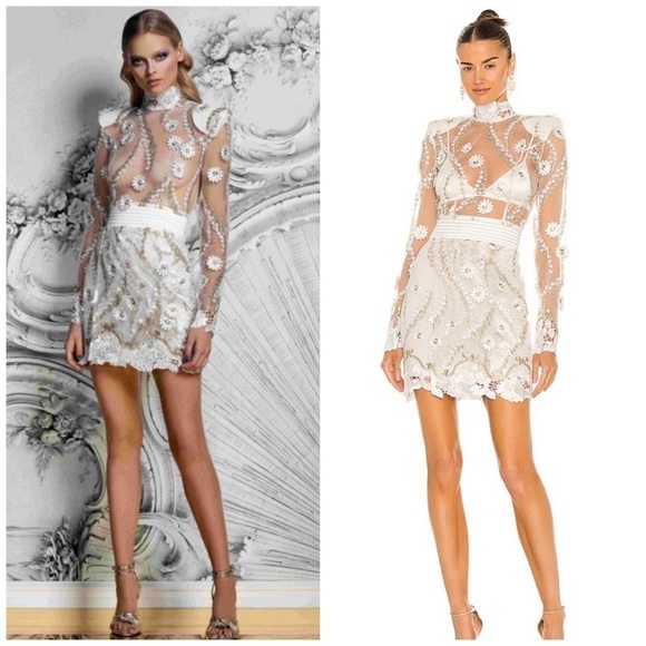 Zhivago Raise Your Hand Floral Embroidered Mini Dress White Size 2 Cocktail - Picture 1 of 8